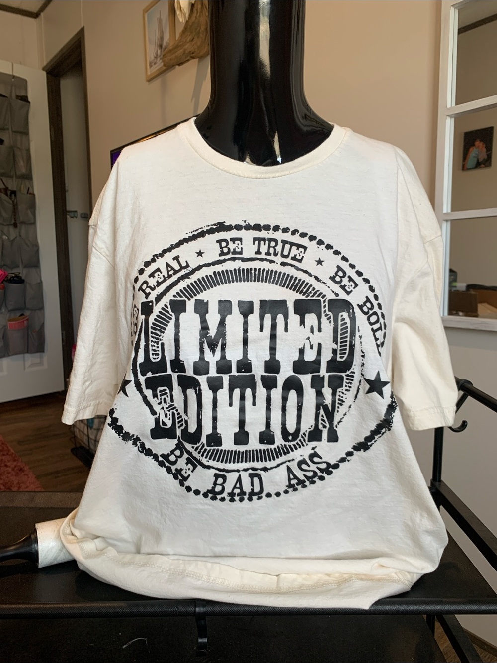#86 Gildan White Crewneck Short-Sleeve Tee with Black 'Limited Edition' Graphic